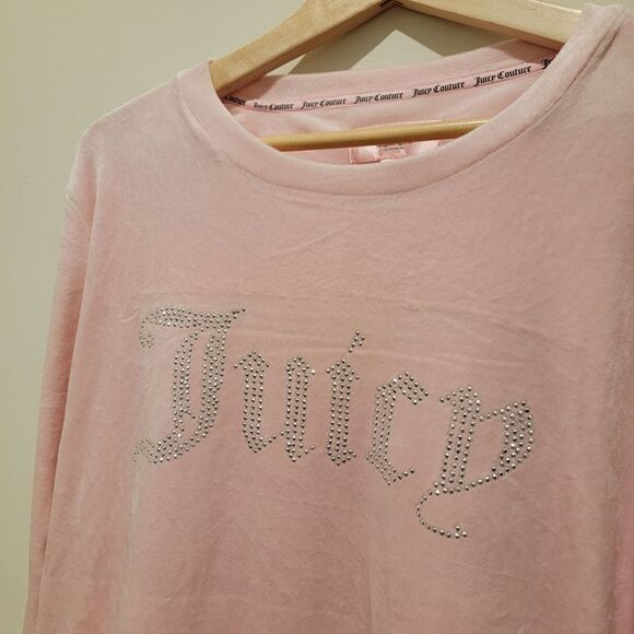 Juicy Couture Pink Bedazzle JUICY Spellout Jogger Set Sleepwear Loungewear LARGE - Picture 3 of 9
